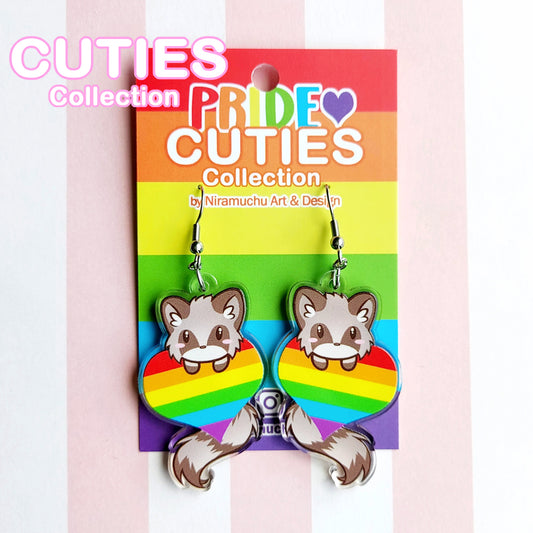 CUTIES PRIDE Rainbow Raccoon Earrings