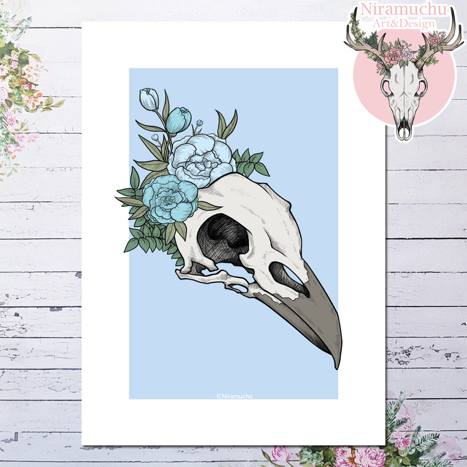 Classic Skull Printti: Bird A4 Pastel