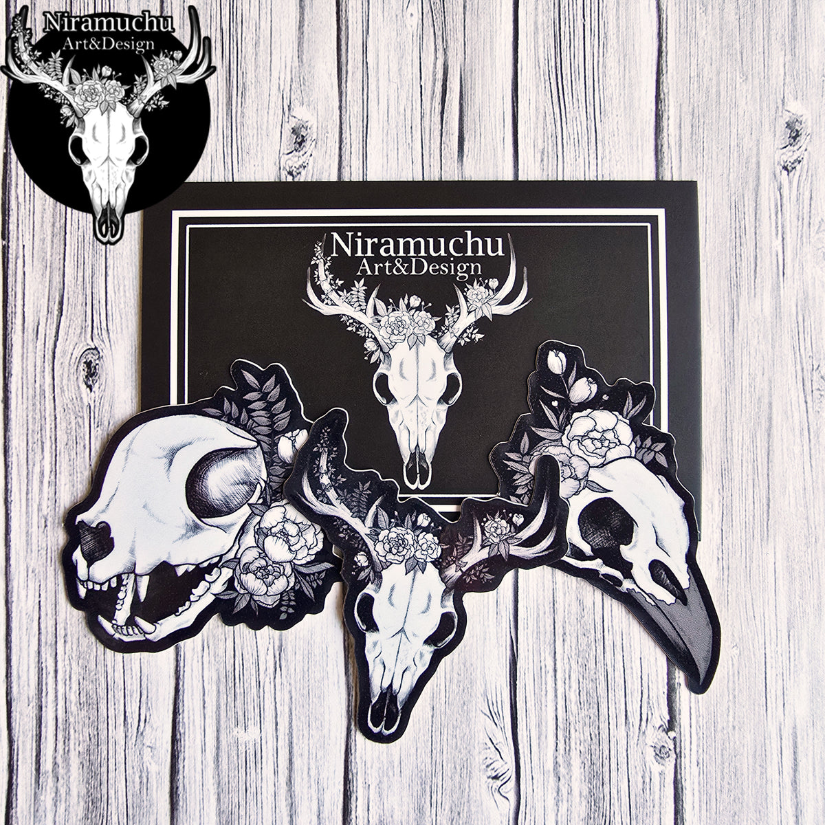Classic Skull Sticker Set Black