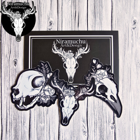 Classic Skull Sticker Set Black