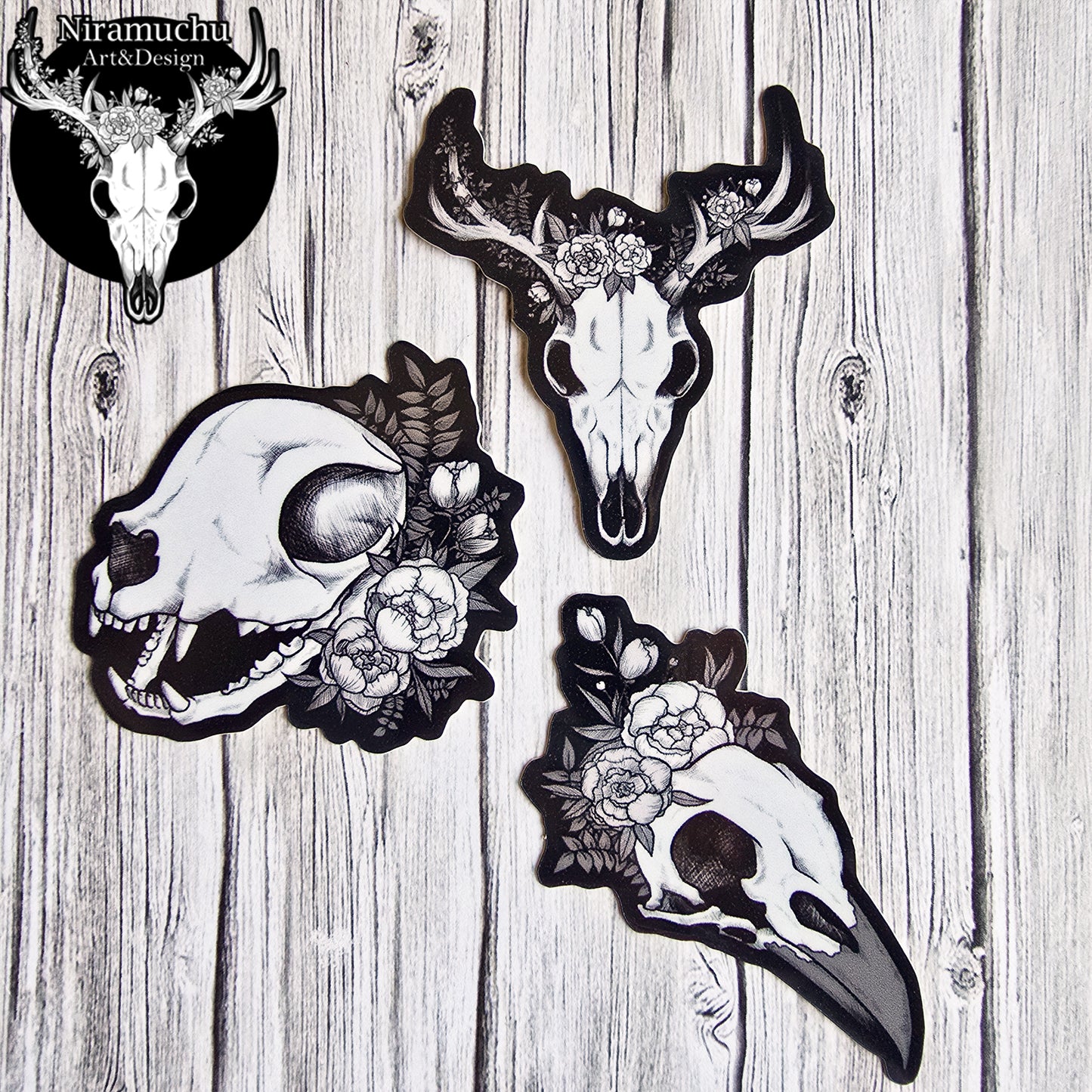 Classic Skull Sticker Set Black