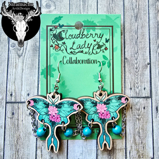 Cloudberry Luna Moth Earrings
