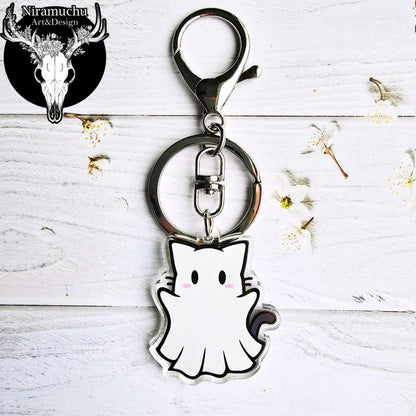 Cute Halloween Cat Ghost Keycharm