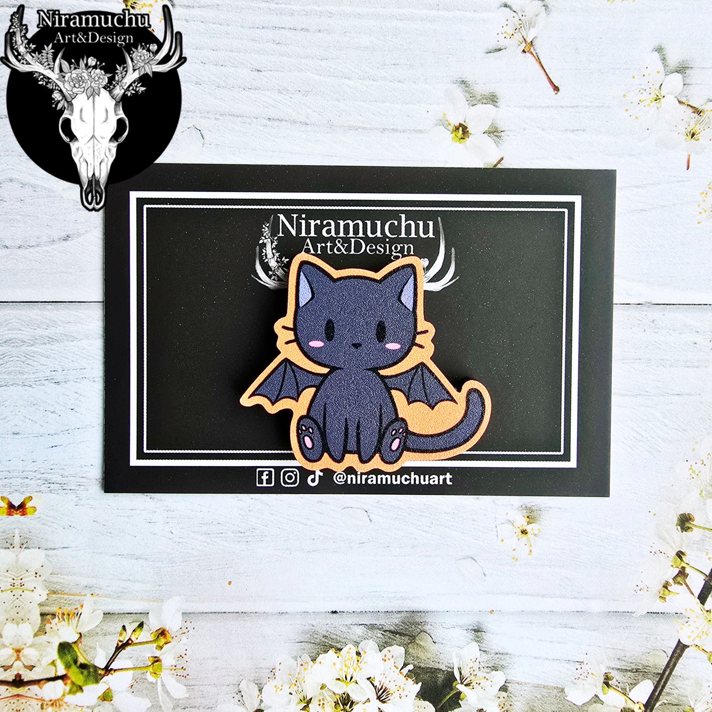 Cute Halloween Magnet: Winged Cat