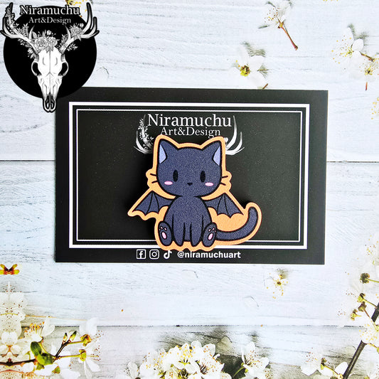 Cute Halloween Magnet: Winged Cat