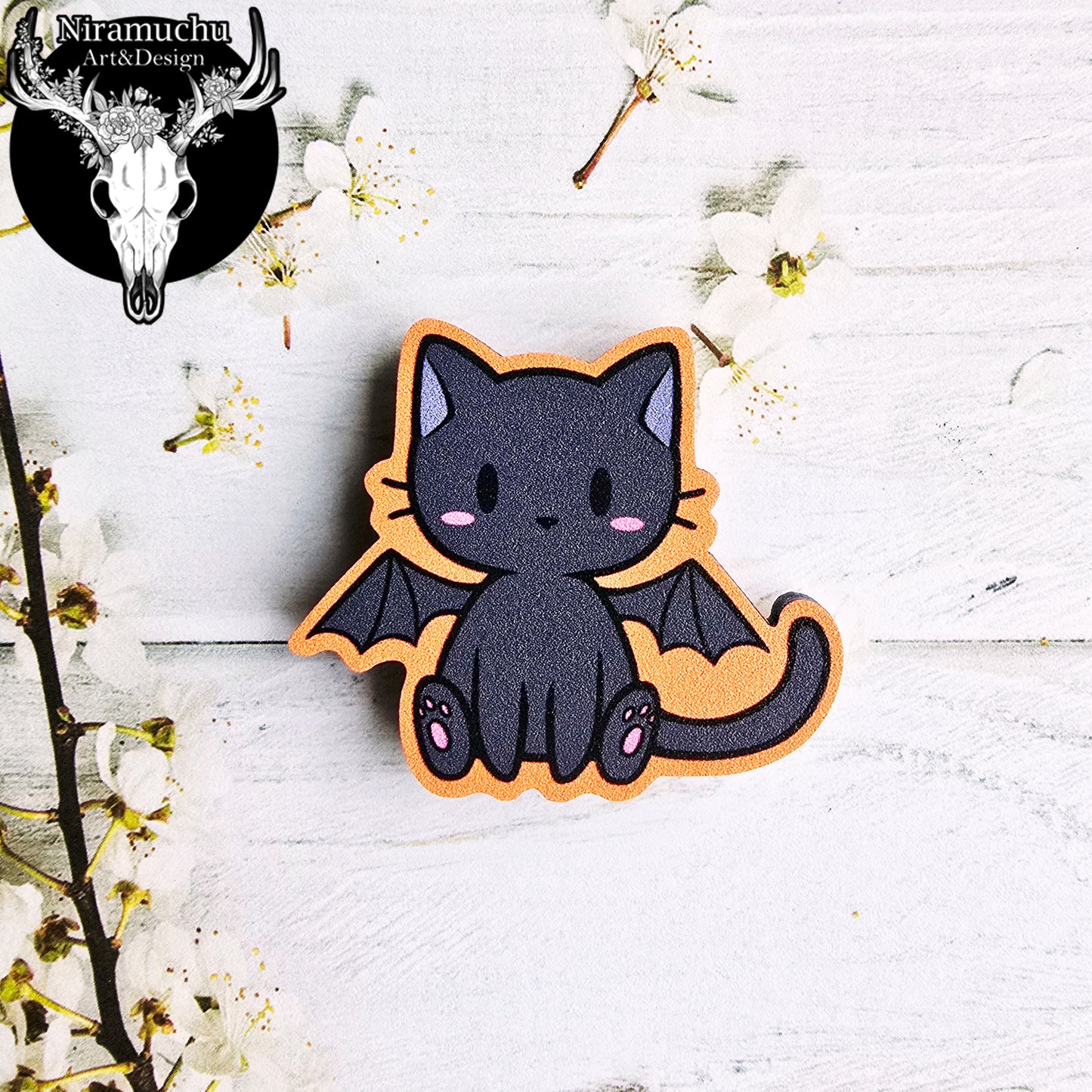 Cute Halloween Magnet: Winged Cat