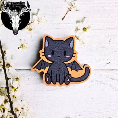 Cute Halloween Magnet: Winged Cat