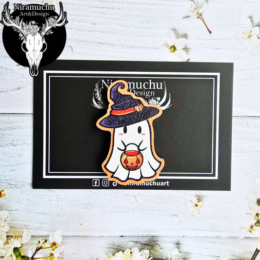 Cute Halloween Magnet: Witch Ghost
