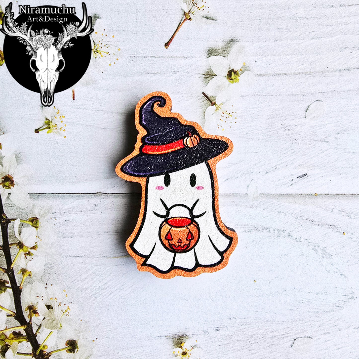 Cute Halloween Magnet: Witch Ghost