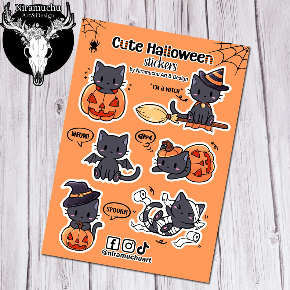 Cute Halloween Stickers: Cat