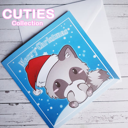 CUTIES Joulukortti Raccoon