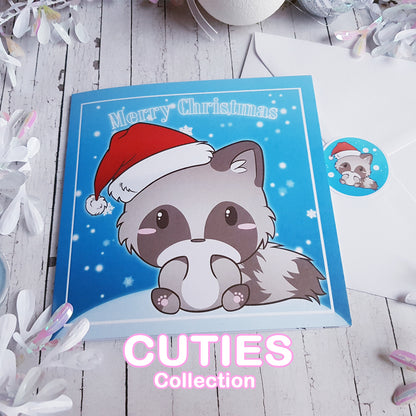 CUTIES Joulukortti Raccoon