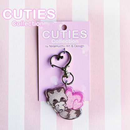 CUTIES Raccoon Glitter Keycharm