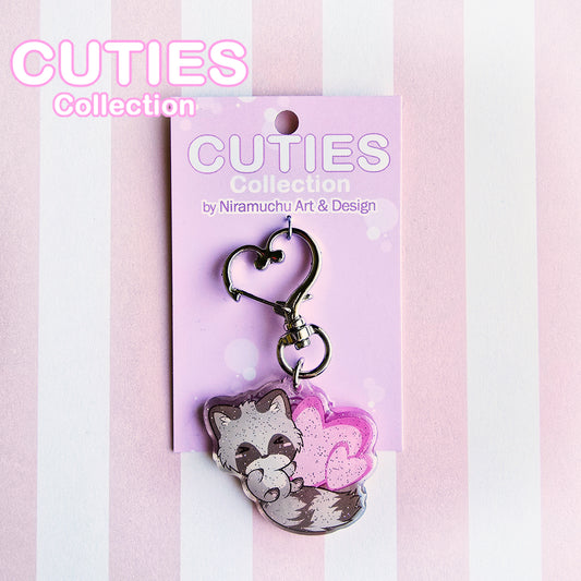 CUTIES Raccoon Glitter Keycharm