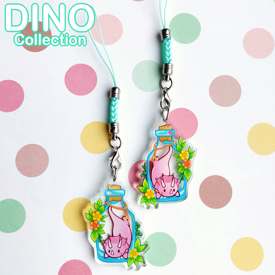 DINO Bottle Triceratops Phone Charm