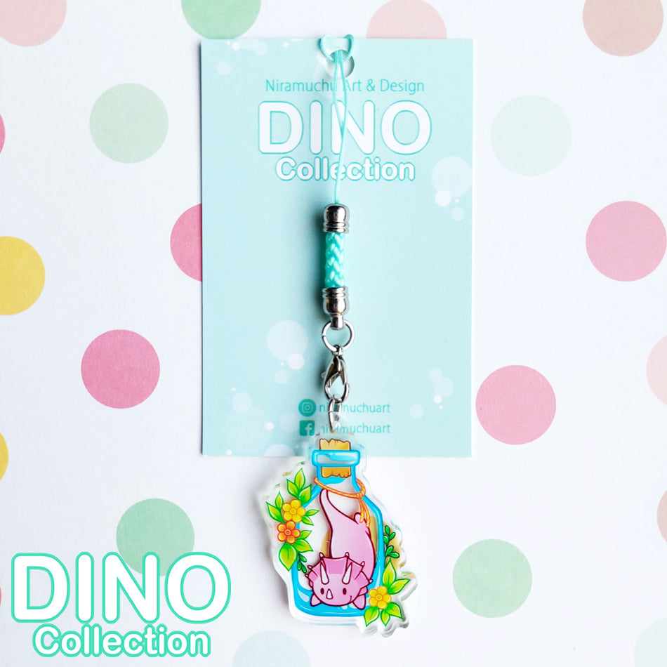 DINO Bottle Triceratops Phone Charm