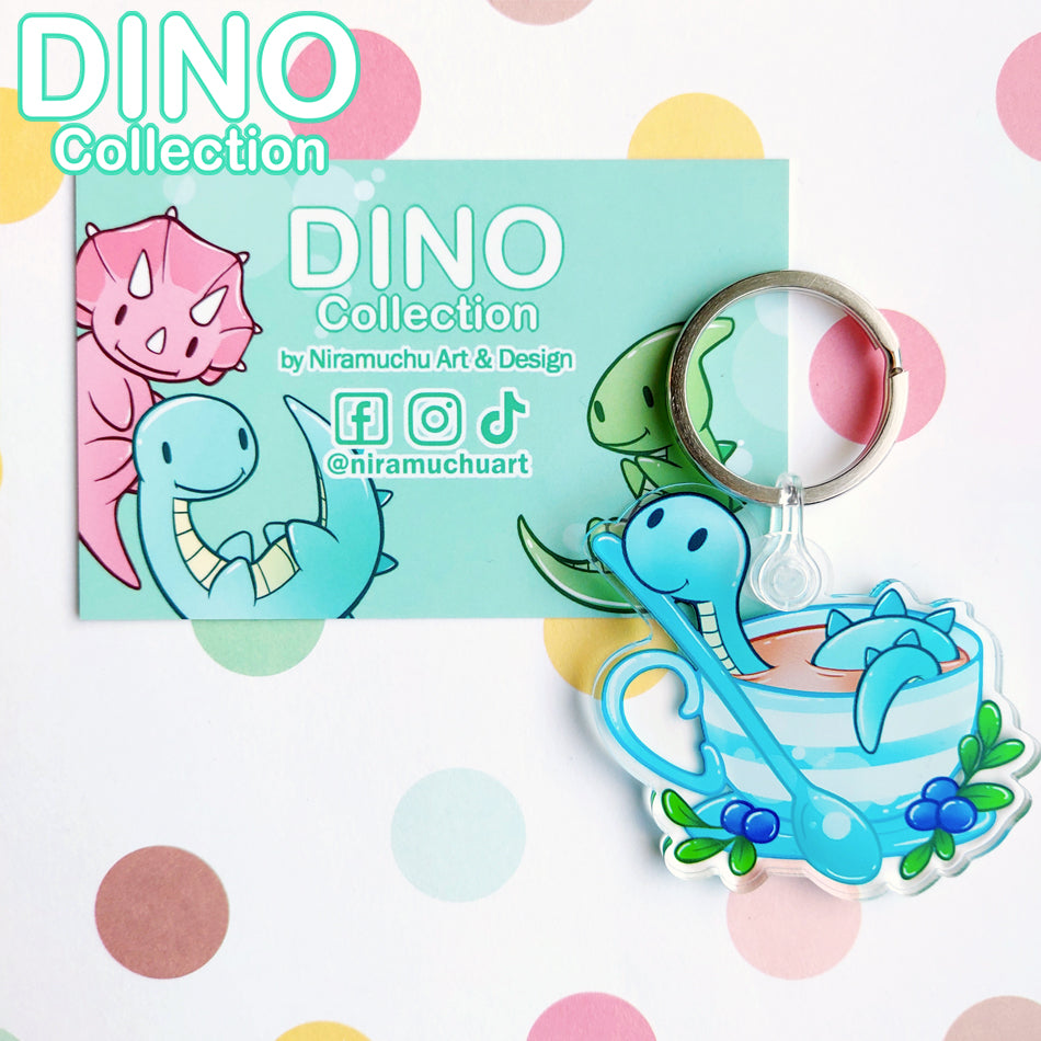 DINO Tea Party Blueberry Keyring