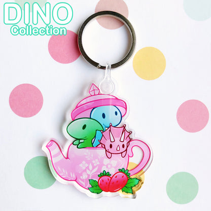 DINO Tea Party Strawberry Keyring