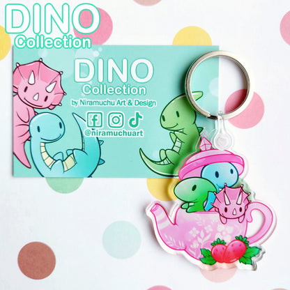 DINO Tea Party Strawberry Keyring