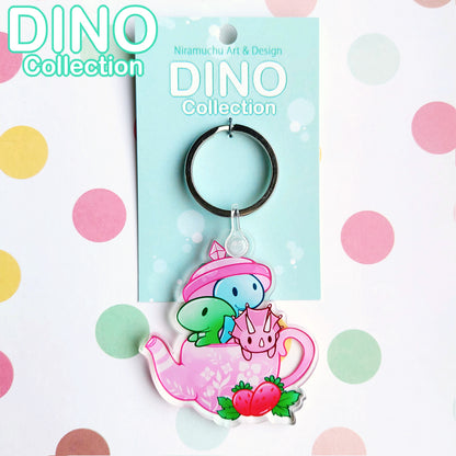 DINO Tea Party Strawberry Keyring