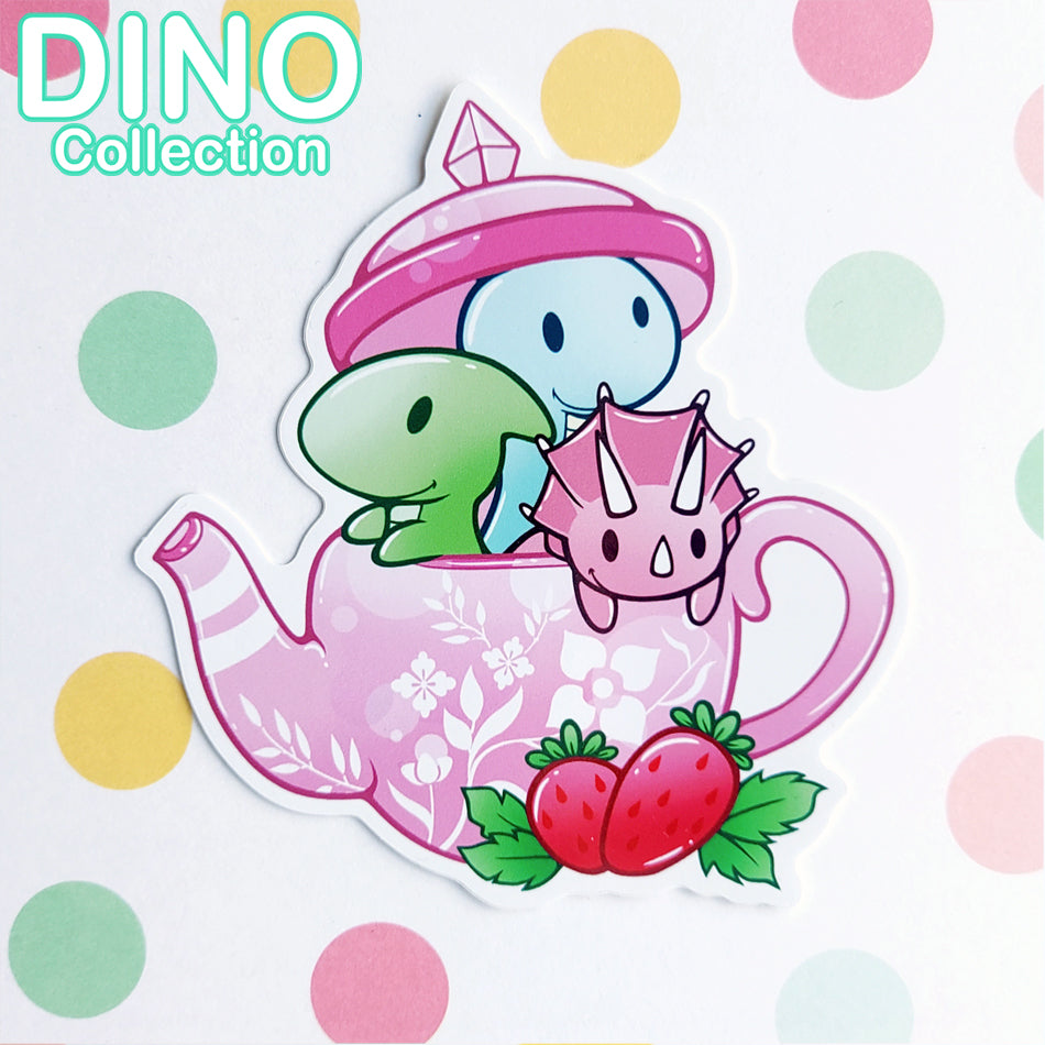 DINO Tea Party Vinyl Sticker