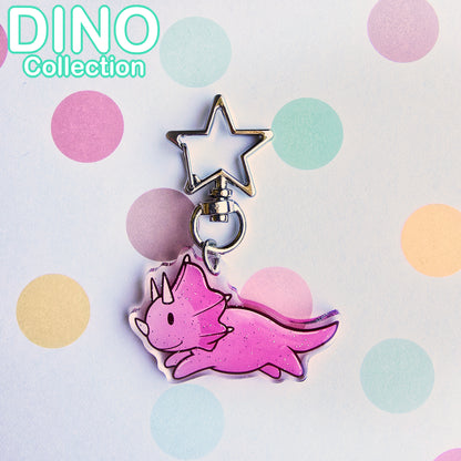 DINO Triceratops Glitter Keycharm