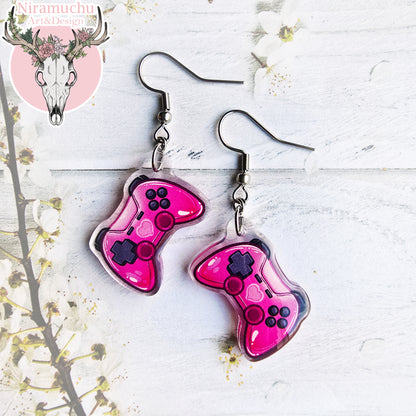 Gamer Charms: Console Pink Earrings