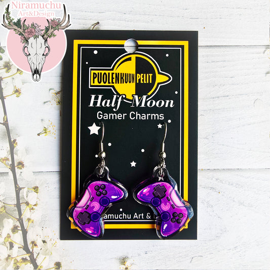 Gamer Charms: Console Purple Earrings