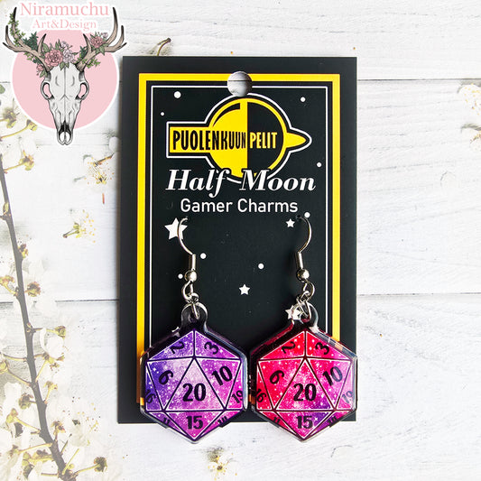 Gamer Charms: Galaxy Dice Mixed Earrings