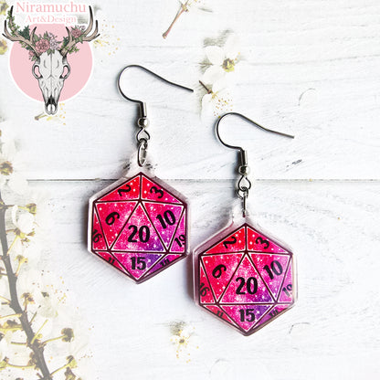 Gamer Charms: Galaxy Dice Scarlet Earrings