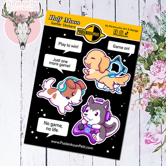Gamer Stickers: Gamer Dogs - Game On!