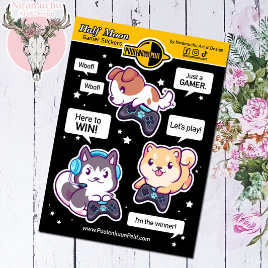 Gamer Stickers: Gamer Dogs - Let's Play!
