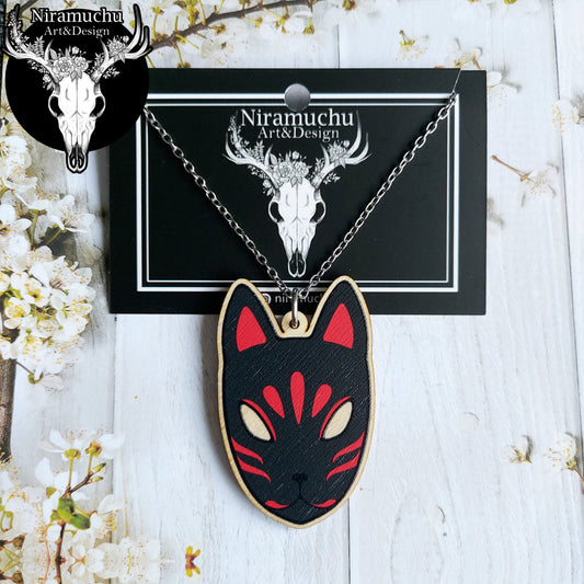 Kitsune Mask Black Necklace