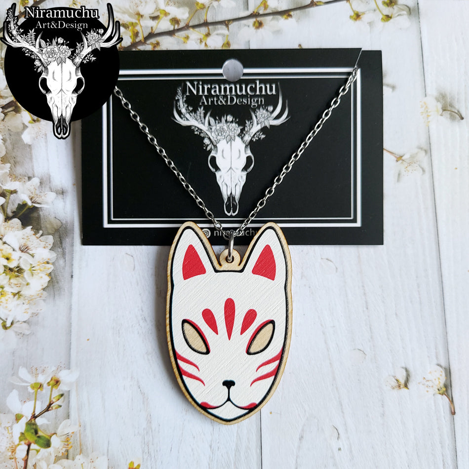 Kitsune Mask White Necklace