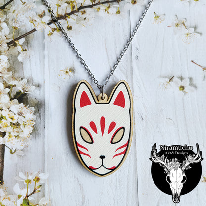 Kitsune Mask White Necklace