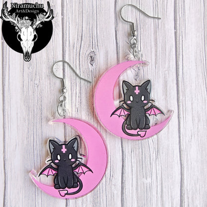 Kuroineko Demon Kitty Pink Earrings