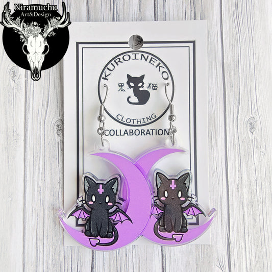 Kuroineko Demon Kitty Lilac Earrings