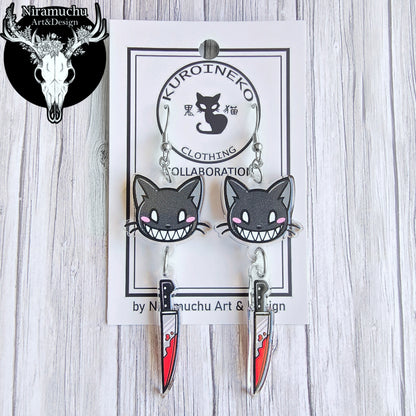 Kuroineko Knife Kitty Earrings