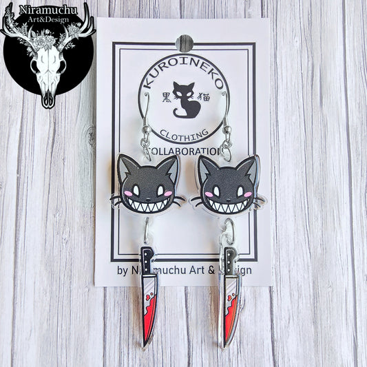 Kuroineko Knife Kitty Earrings