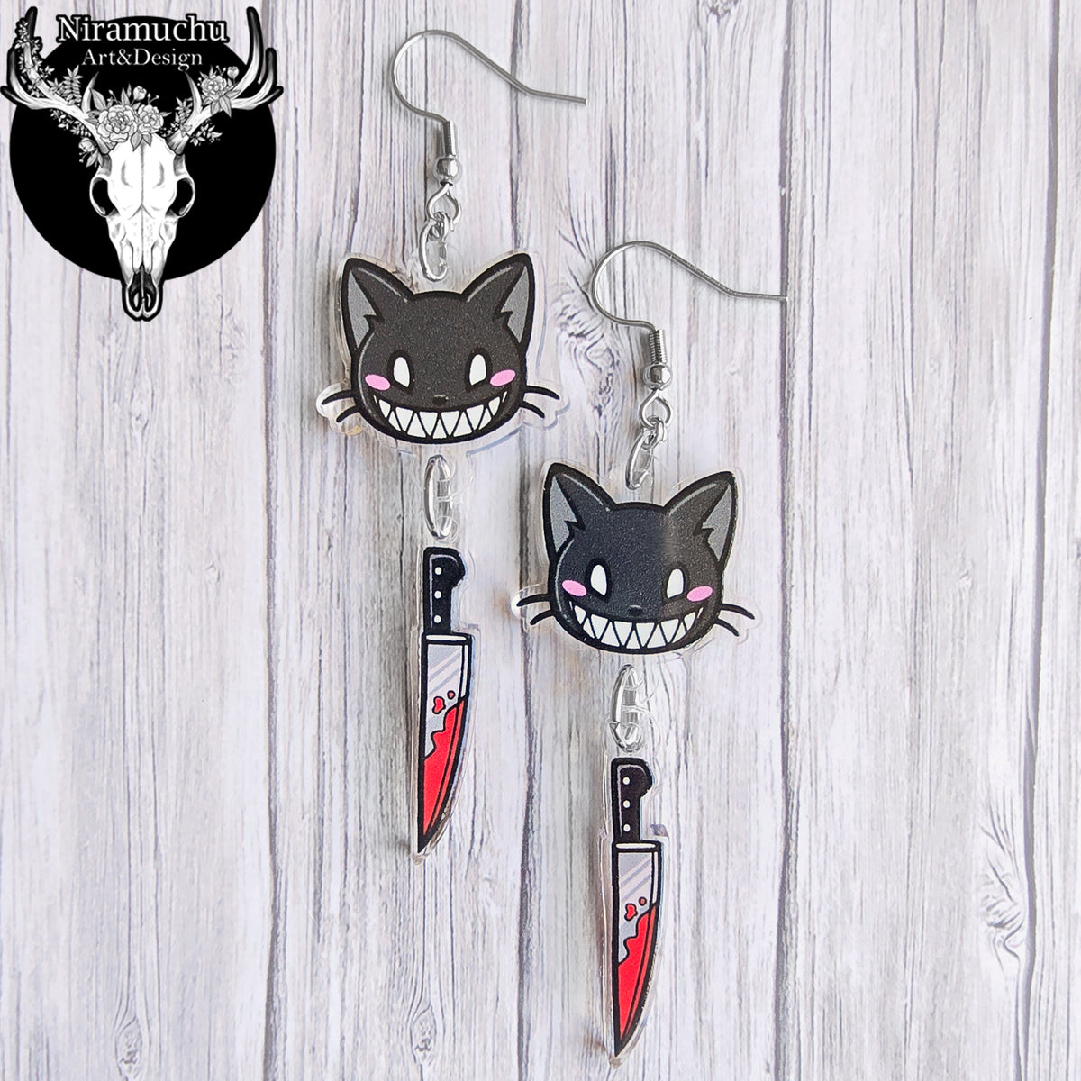 Kuroineko Knife Kitty Earrings