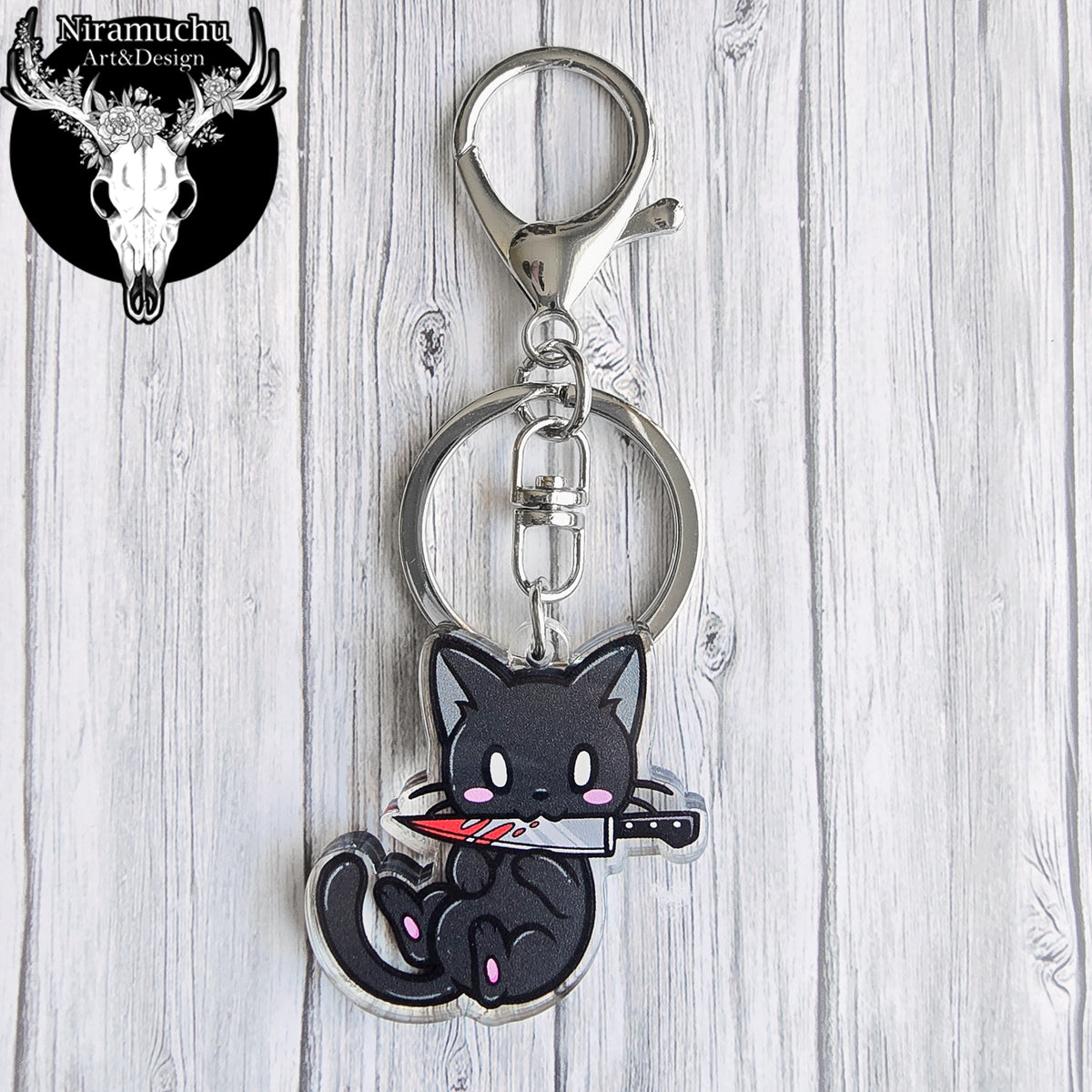 Kuroineko Knife Kitty Keycharm
