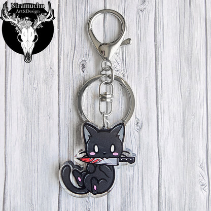 Kuroineko Knife Kitty Keycharm
