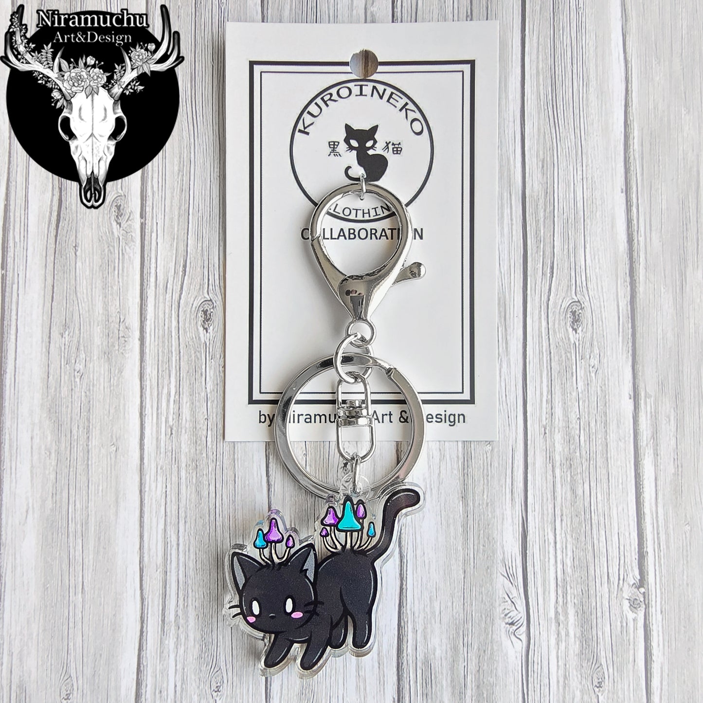 Kuroineko Mushroom Kitty Keycharm