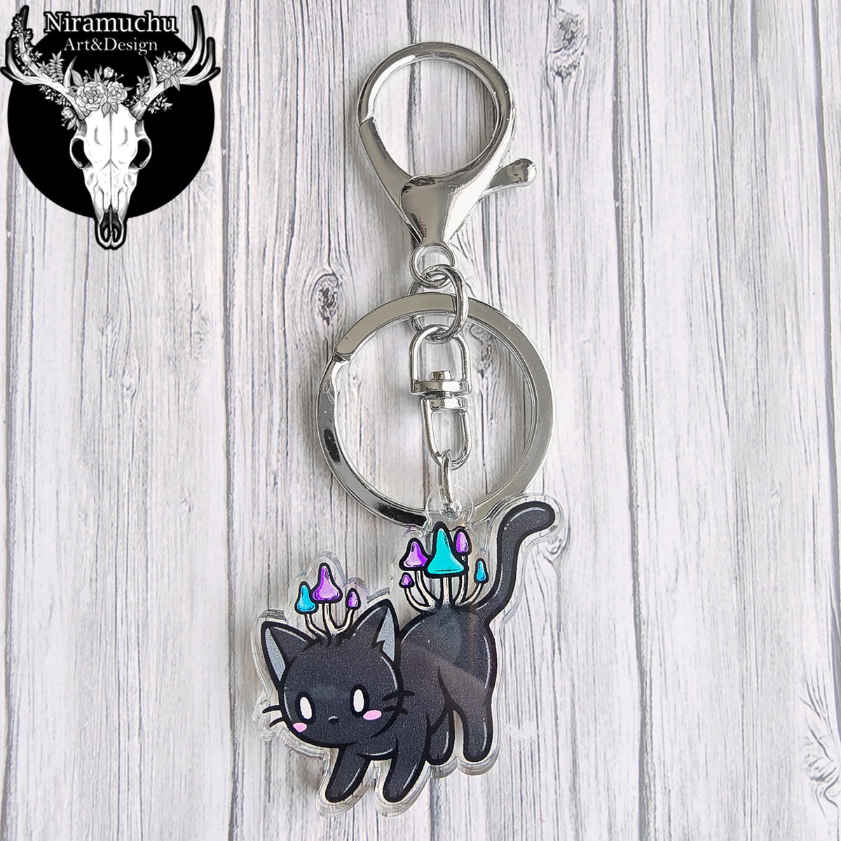 Kuroineko Mushroom Kitty Keycharm