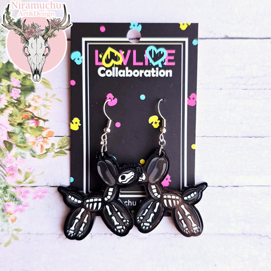 Lavliqe Skeleton Balloon Dog Earrings