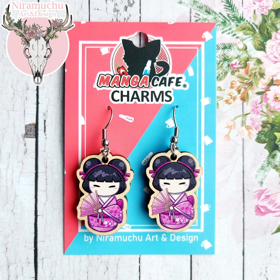 Kokeshi Pink Earrings