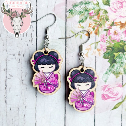 Kokeshi Pink Earrings