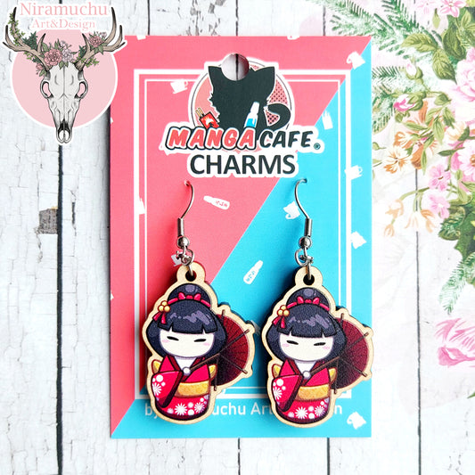 Kokeshi Red Earrings