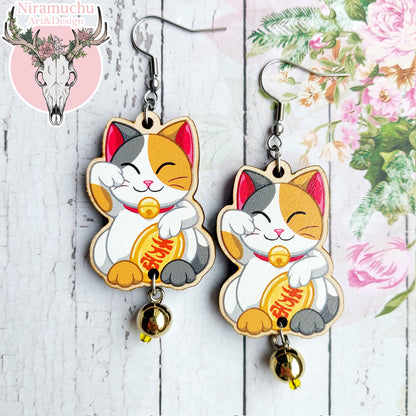 Maneki Neko Calico Earrings