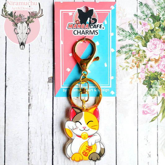 Maneki Neko Calico Keycharm